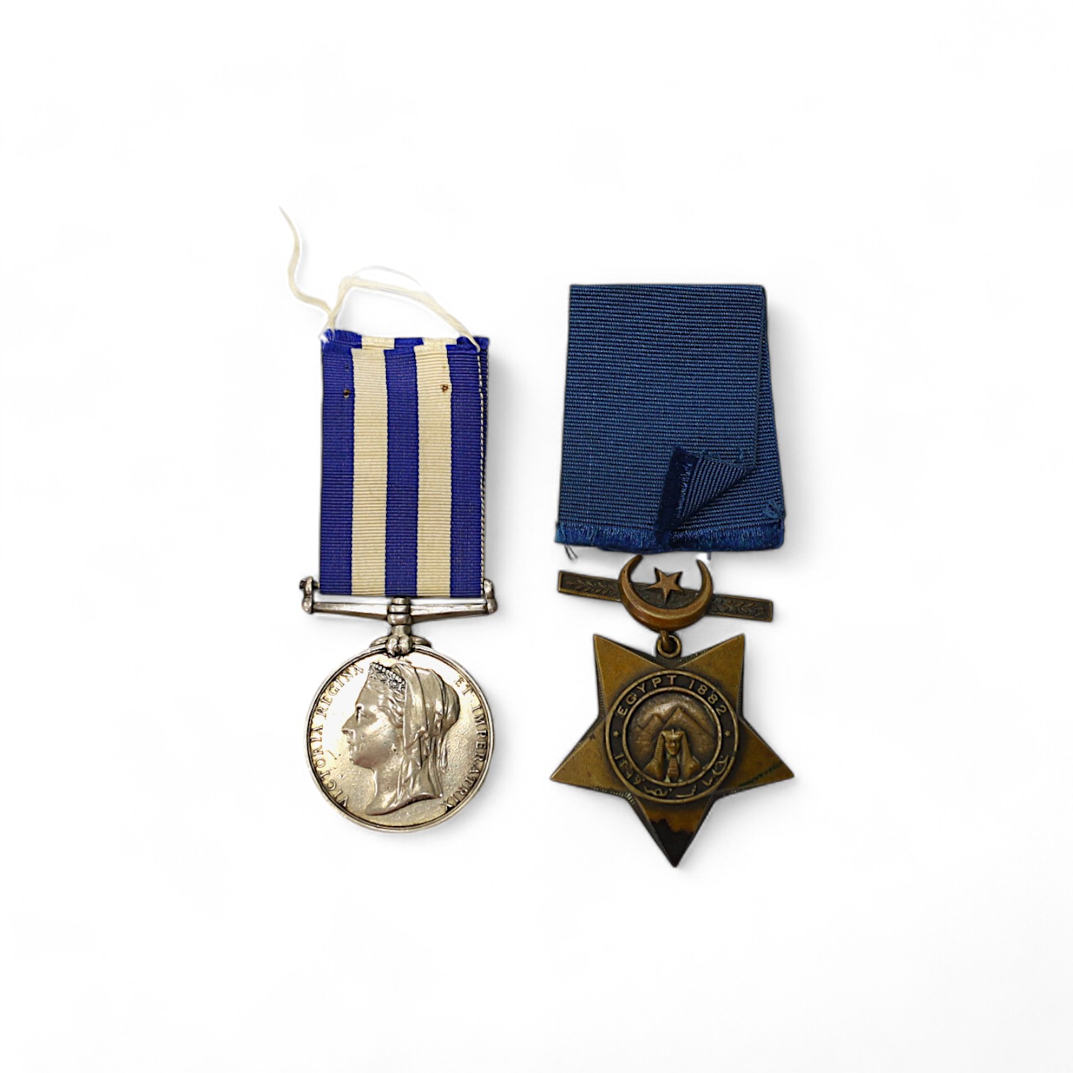 An Egypt Medal 1882-89 to 2636 Pte R.Hopwood. 2/Derby,R. and a Khedive's Star 1882.